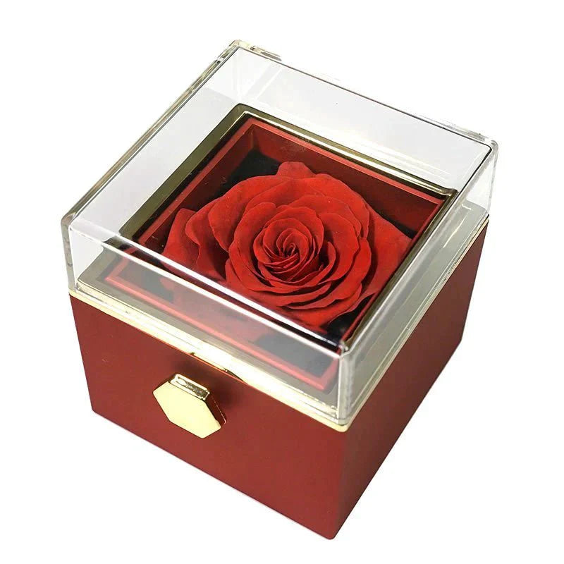 Ewige Rosenbox - Mit Herz-Fotoprojektionskette und echter Rose