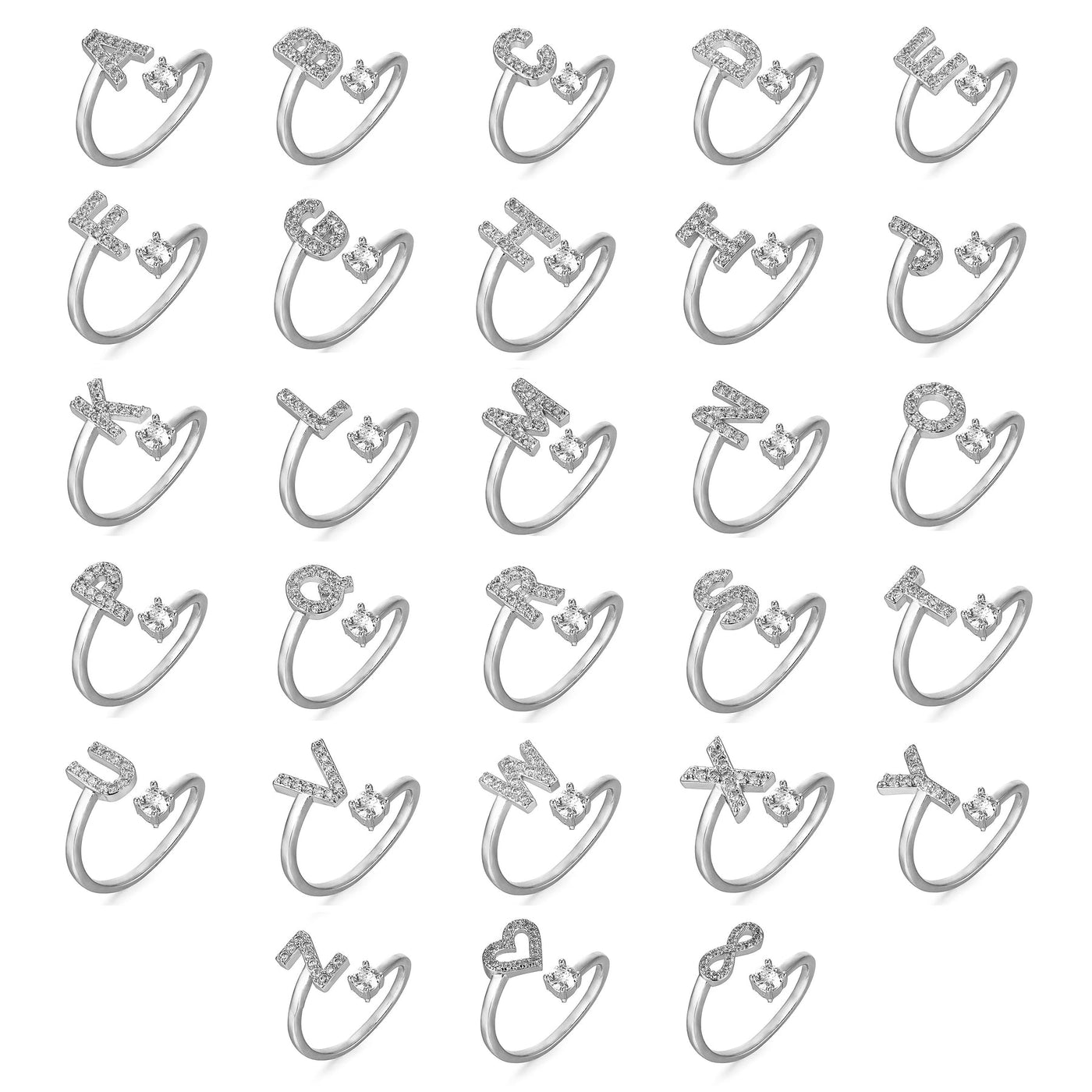 Buchstabenring 'Initial' mit Zirkonia
